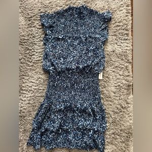 XS BEAUTIFUL AQUA BLUE FLORAL DRESS